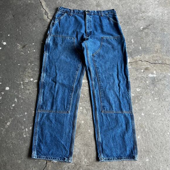 Carhartt Other - Carhartt blue denim jeans double knee work wear carpenter pants